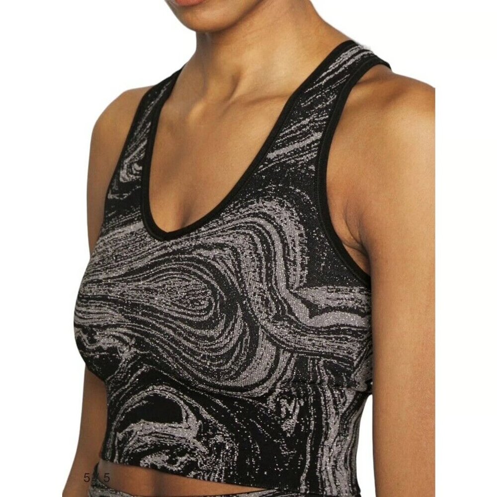 Athleta Aurora Seamless Shine Tank in Black and Metallic Silver
